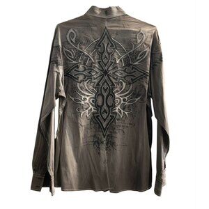 Roar Men's Noble Graphic Embroidered Long Sleeve Shirt XXL Tribal Button Down